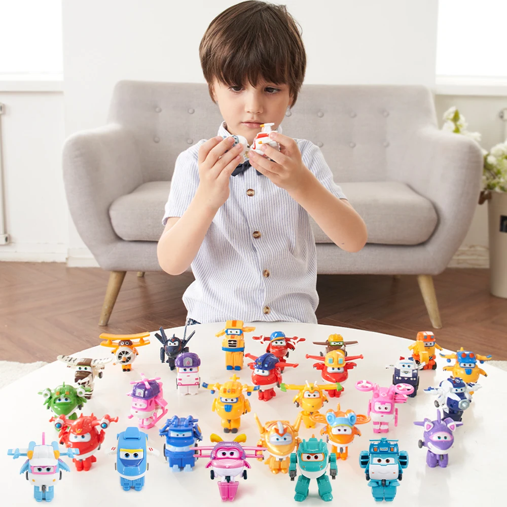 Super Wings Mini Transforming Shine Action Figures para Crianças, Transforme Robô em Avião, Deformação, Brinquedos Anime, 2 Polegadas, 3 Passos