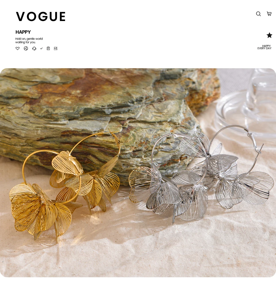 Yhpup Exklusives Design, Edelstahl, Metall, Blume, große Creolen, Persönlichkeit, modisch, wasserdicht, auffälliger Schmuck – Detail 12