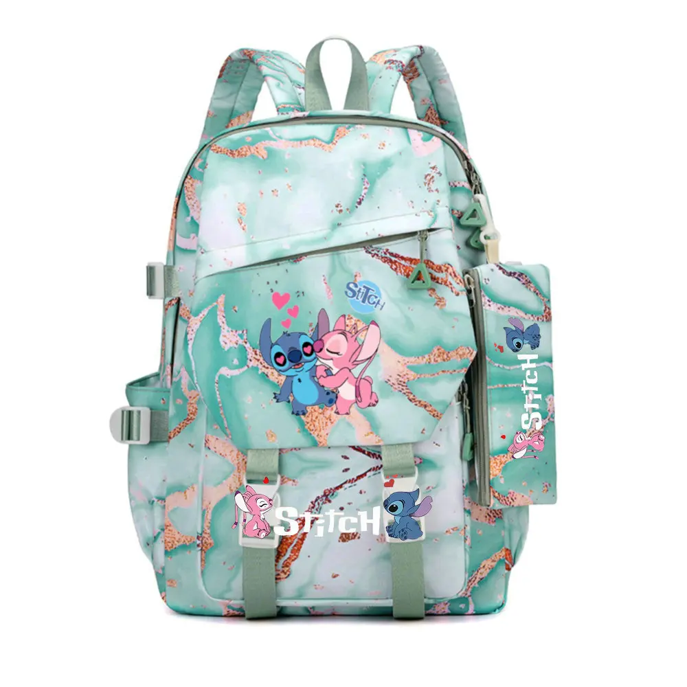 2Pcs/set MINISO Set Lilo Stitch Backpack Women School Backpack Lovely Book Bag Teens Girls College Female Laptop Mochilas