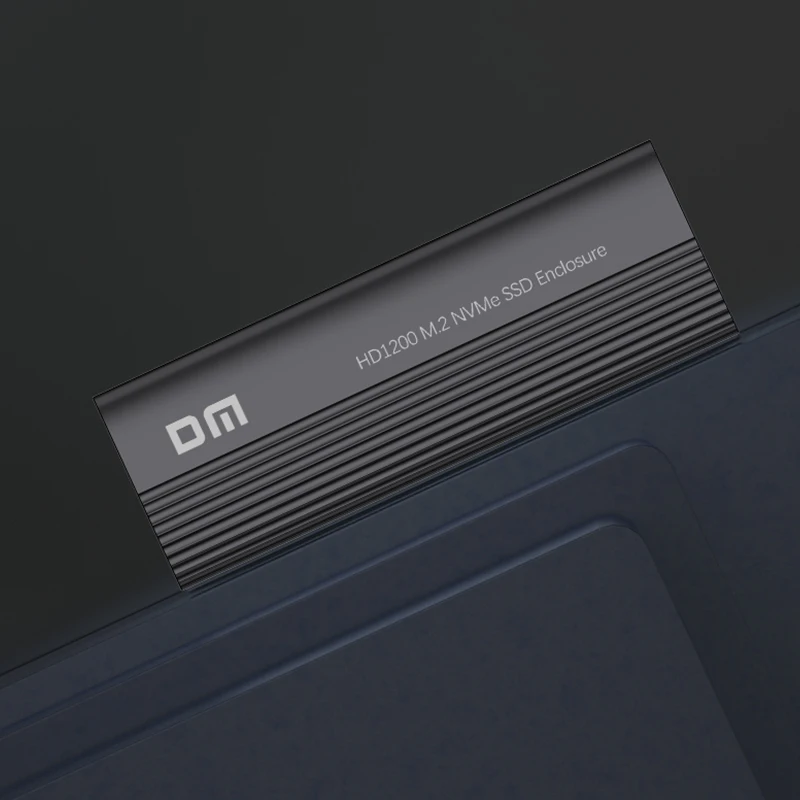 Gabinete DM HD1200 USB 3.1 Gen2 Tipo-C M.2 NVMe - Caixa sem ferramentas UASP de 10 Gbps, dissipação de calor de alumínio