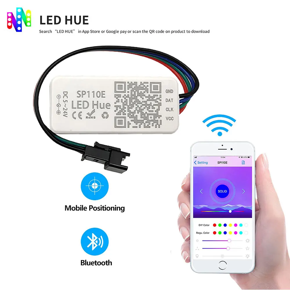 WS2811 WS2812B Pixel LED Strip Controller WS2812 WIFI/Bluetooth Music APP Controller SP105E SP108E SP107E SP110E T1000S DC5-24V