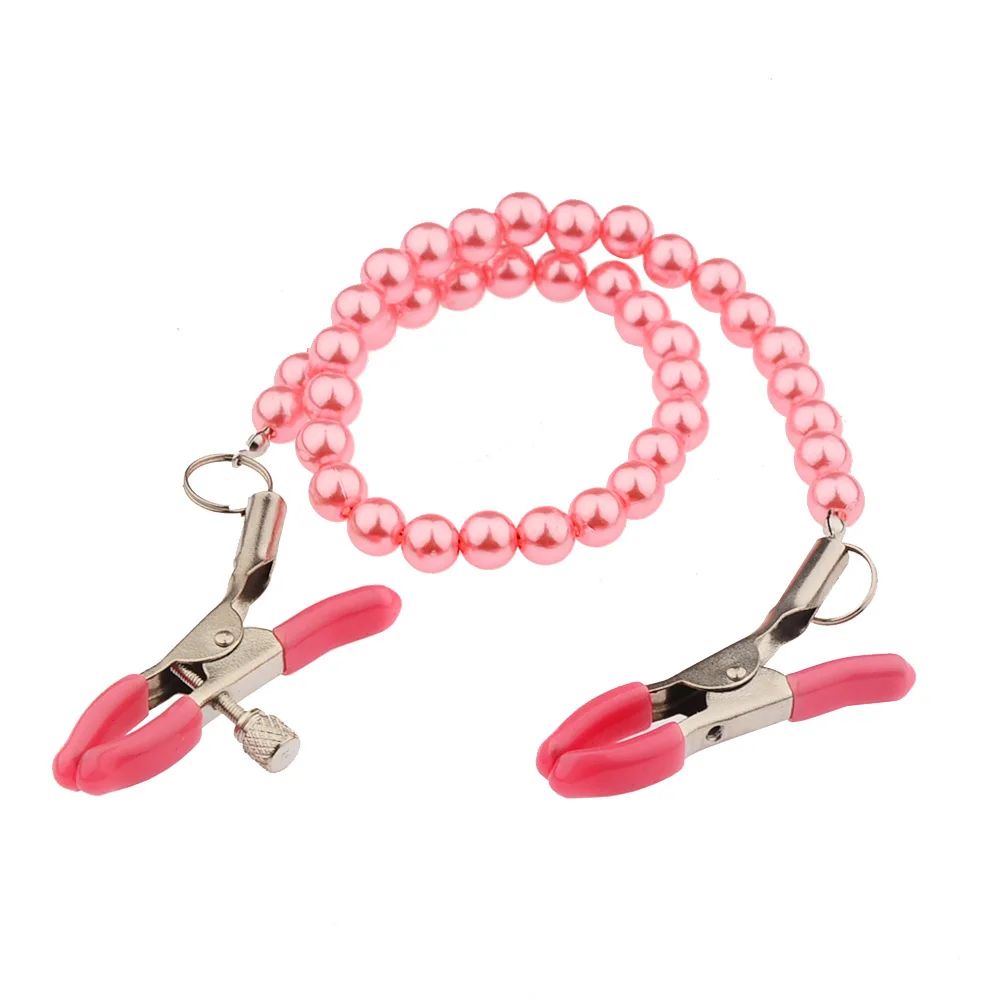 Pinzas ajustables para pezones con cadena de perlas de colores para mujer, pinzas de Metal para pezones, Bondage para pecho, restricción, juego de pareja, juguete sexual