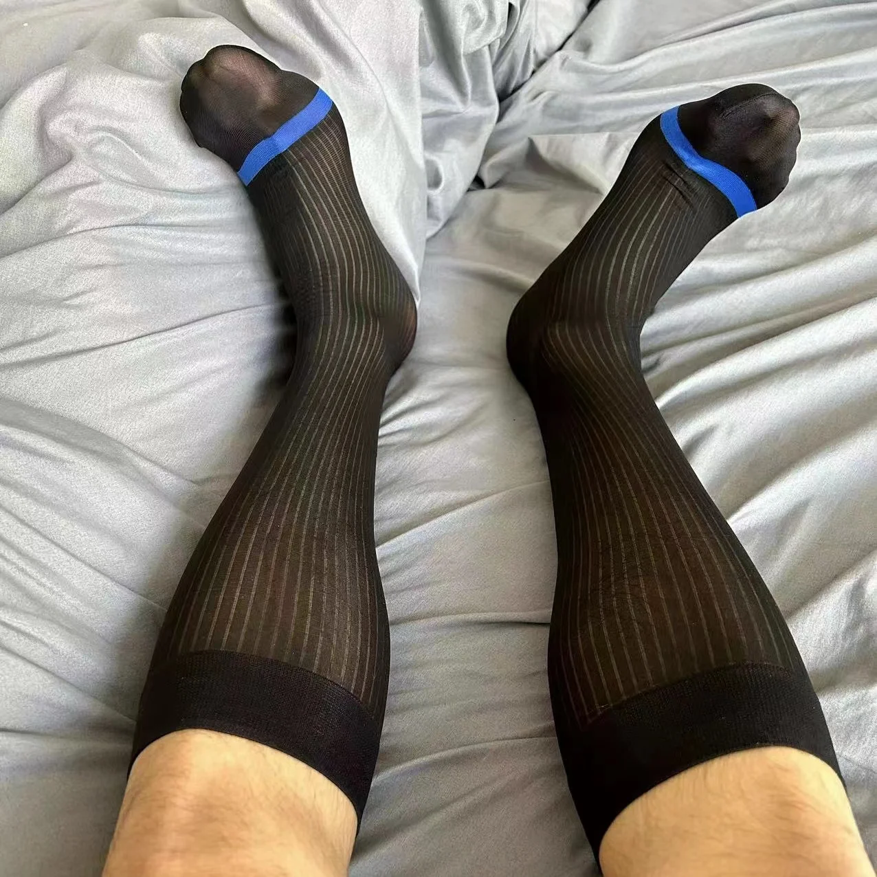 Men Sexy Transparent Silk Tall Socks Men Formal Dress Sheer Sex Game Socks Men Nylon BDSM Slave Fetish Sissy Gay Tube Silk