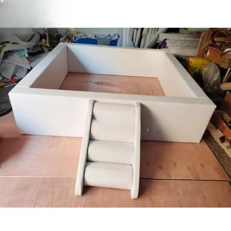 Indoor Wheel Pool White Square Soft Ball Pit Climbing Stairs