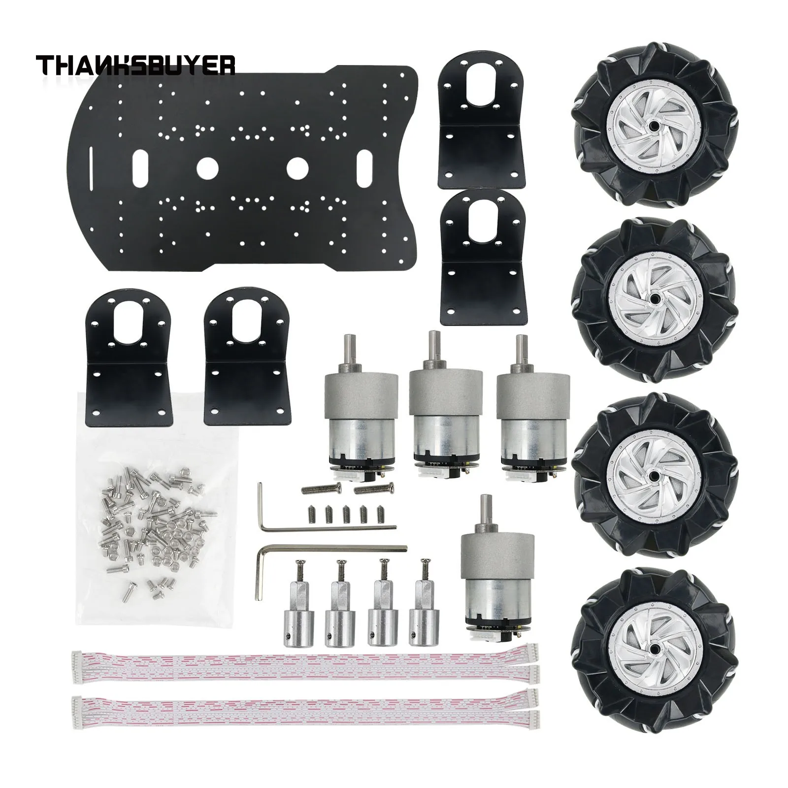 4WD Mecanum Robot Car Smart Car Chassis Kit Load Capacity 10KG w/ 80mm/97mm Omni Wheels Unfinished