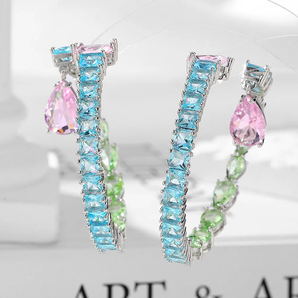 

Missvikki New Trendy Hoop Beach Sweet Clear CZ Earrings for Women Lady Anniversary Gift Jewelry Wholesale Valentine's Day