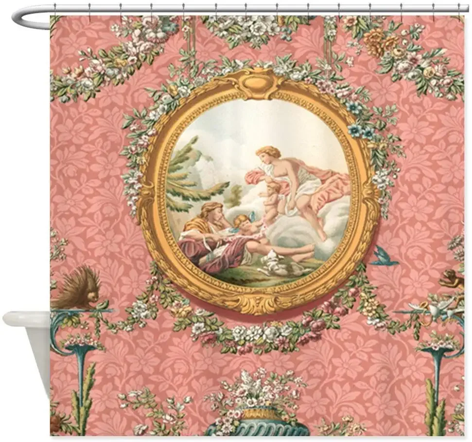 Ancient Angel Design in Pastel Tones Sho Decorative Bath Curtain