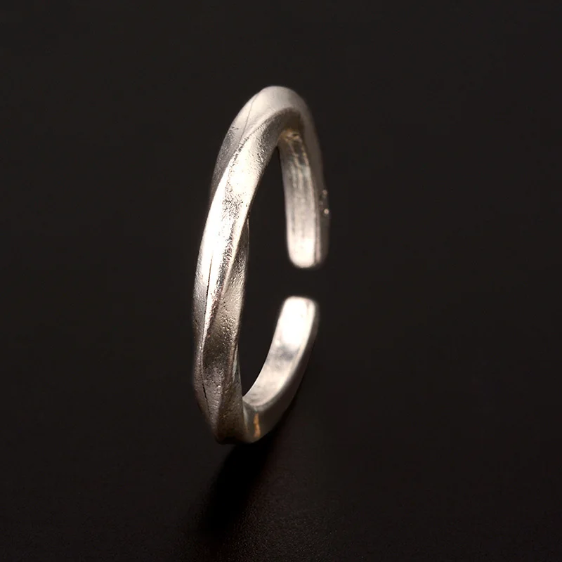 Retro Mobius Strip Ring For Men Silver Color Punk Gothic Rock Hiphop Open Ring Biker Accessories Handmade Jewelry Unisex Gift