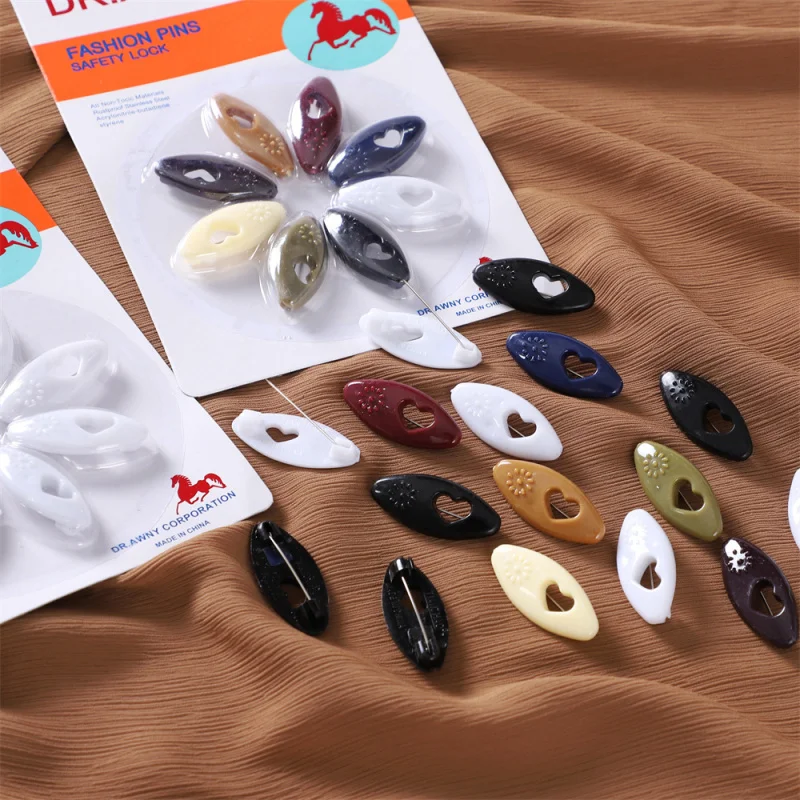 Plastic Color Safety Pin Veil Needle Silk Scarf Clip Scarf Buckle Anti-Exposure Brooch Blister Packaging Wholesale