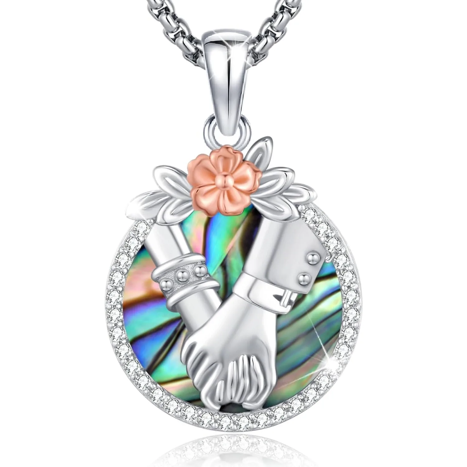 

Rose Necklace for Women, 925 Sterling Silver Rose Flower Necklace Jewelry Gift for Valentines Day Mothers Day Birthday Christmas