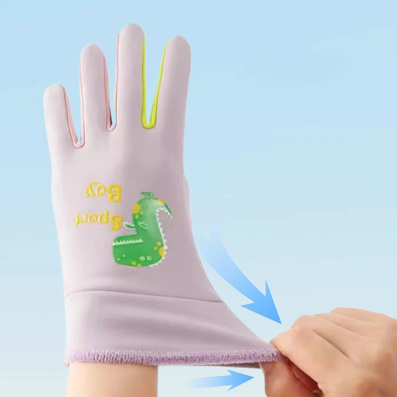 Winter Children\'s Gloves Cartoon Dinosaur Fluorescence Cycling Kids Warm Sports Skiing Windproof Waterproof Boys Girls Gloves