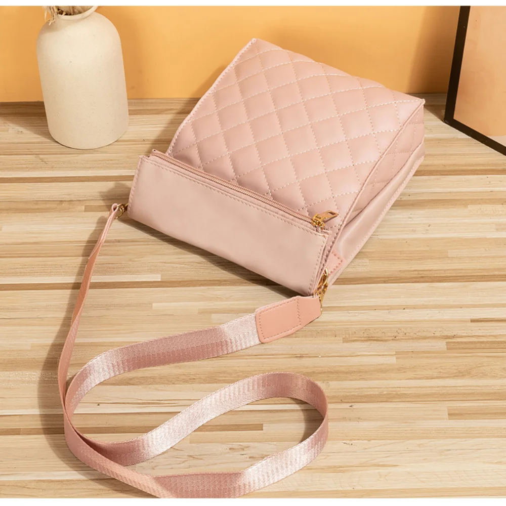 

New PU Fashion Rhomb Crossbody Bag Solid Color Square Shape PU Leather Shoulder Bag Tote Bag