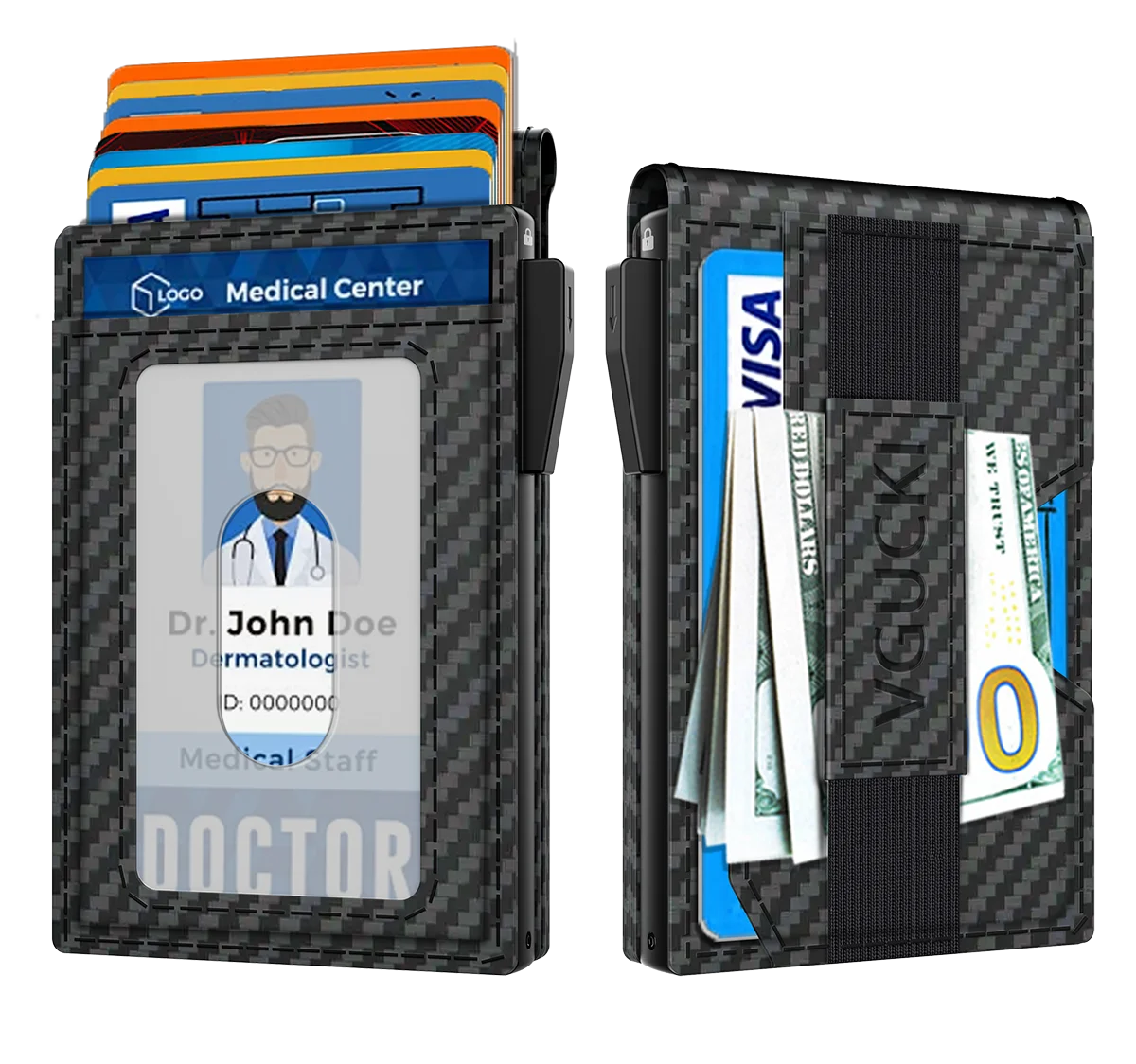 Men's Minimalist RFID Wallet Holds 12 Cards - Slim Compact with Cash Strap + ID Window, Smart Pop-Up Card Holder Anti-Theft Desi
