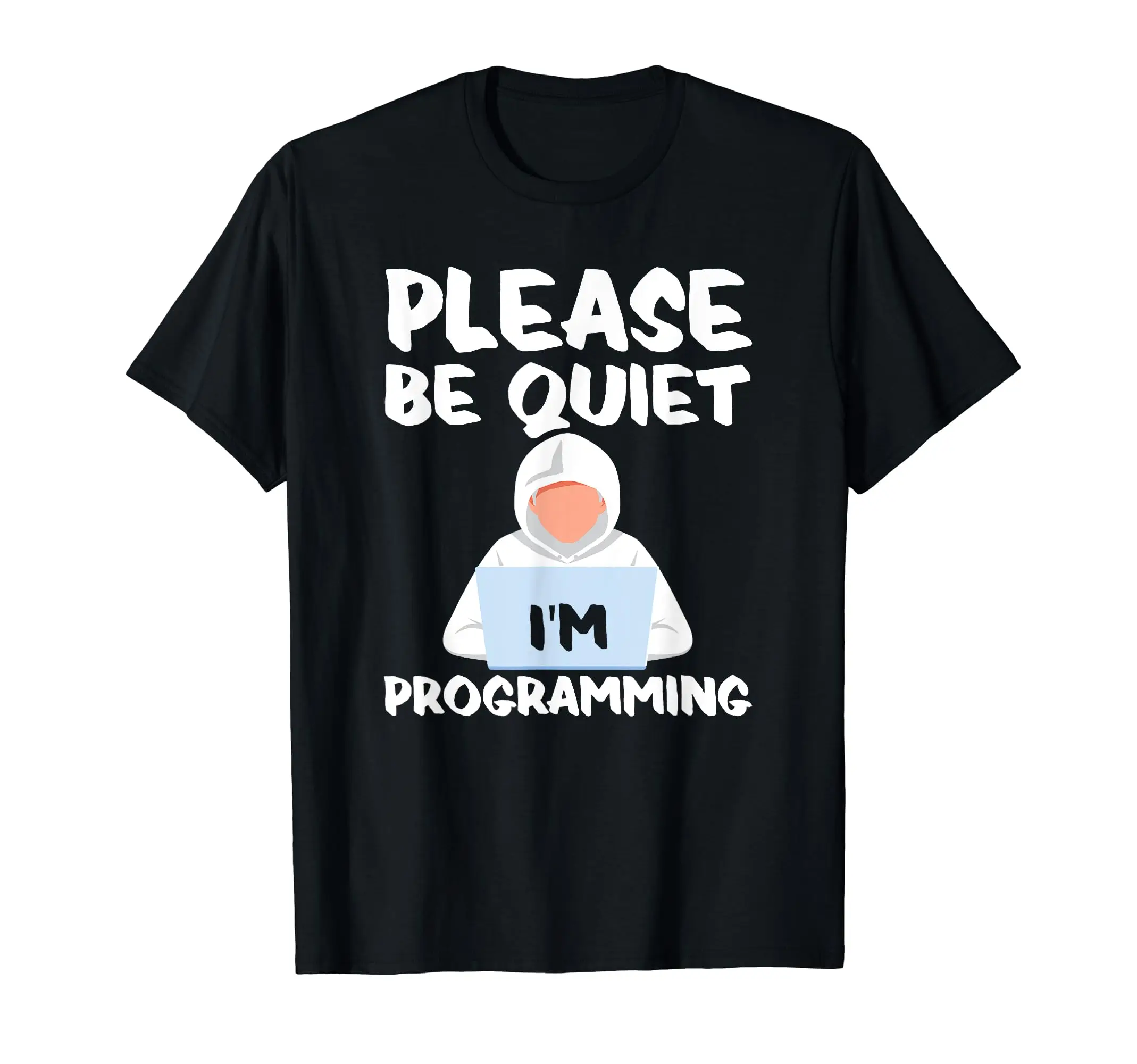 

Funny Programmer Please Be Quiet T-Shirt for Men Short Sleeve Cotton Daily Travel Summer Breathable Round Neck Sports Fashion