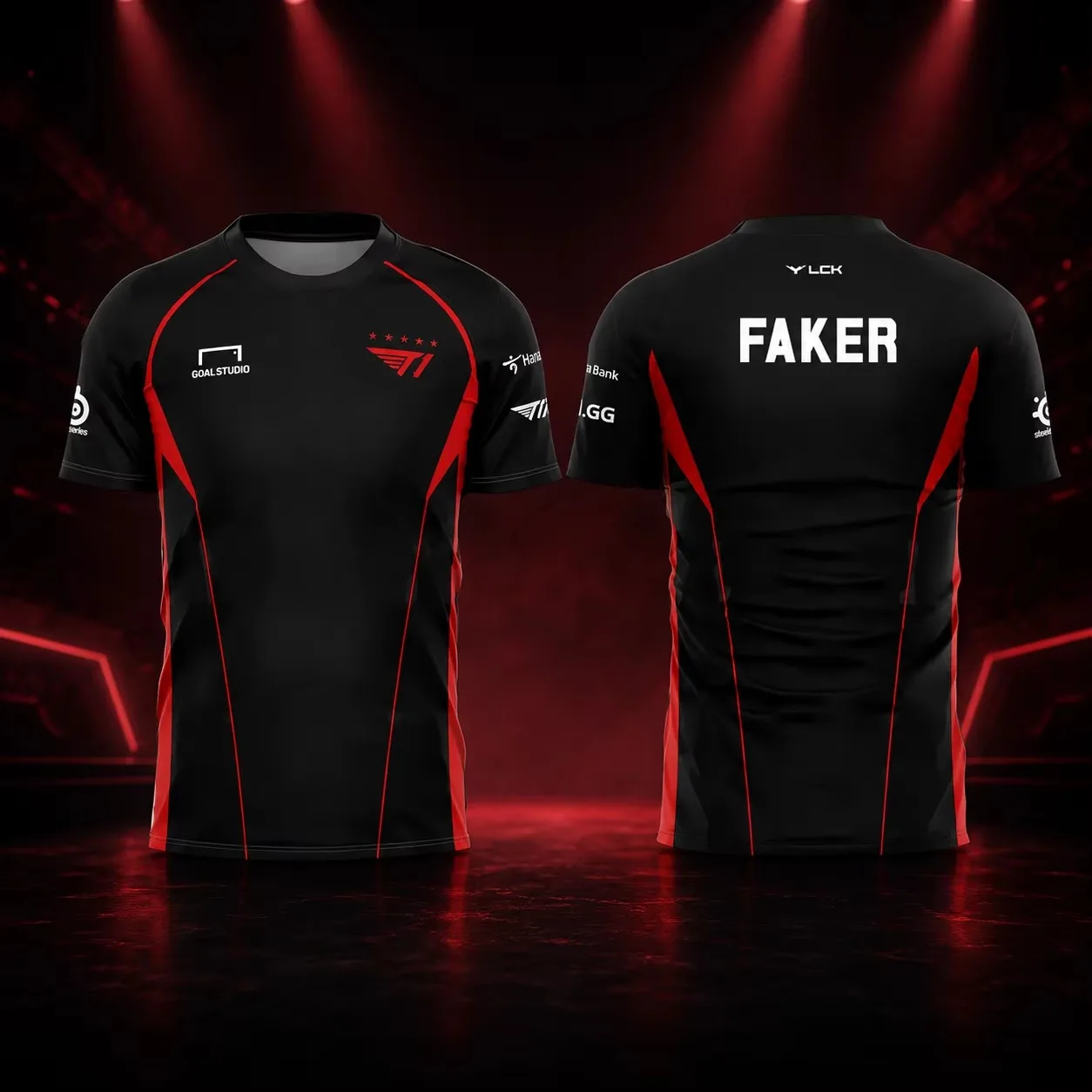 T1 Esports Jersey 2026 Men Black Red Team Uniform Faker Keria Oner Gumayusi Zeus Gaming Shirt Short Sleeve Fan Sportswear Unisex