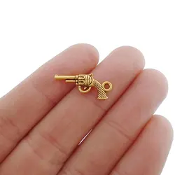 50 x Antique Gold Color Mini 3D Revolver Hand Gun Pistol Charms Pendants Beads for DIY Jewelry Making Findings Accessories