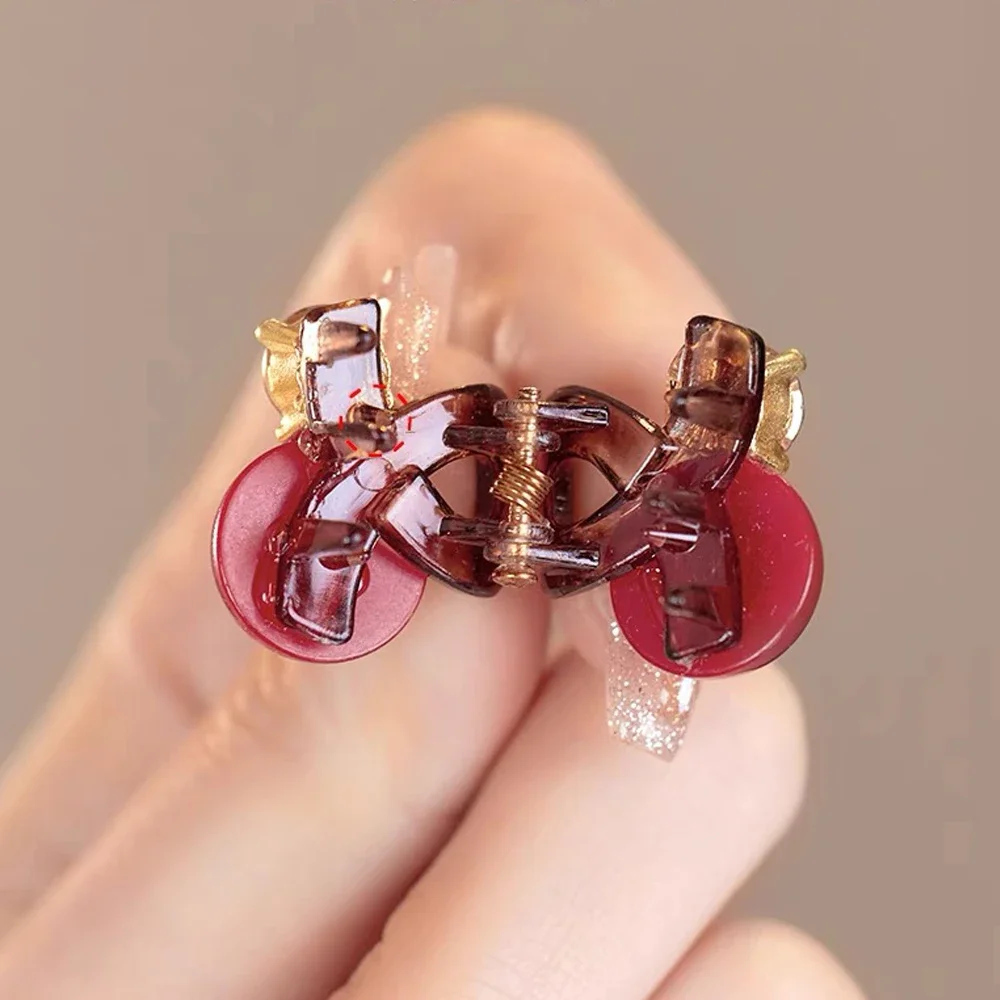 Luxury Rhinestone Pearl Hair Claws Mini Size Cross Shark Clip Women Girl Non Slip Plastic Side Barrettes Sweet Hair Accessories - 5