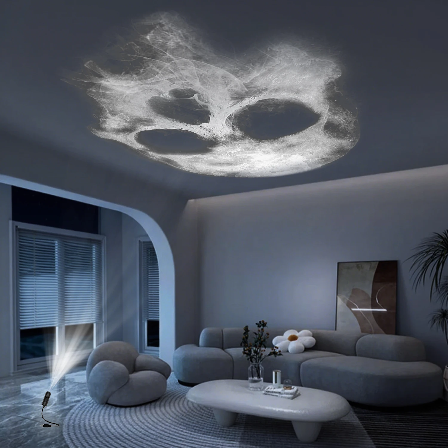 Lámpara de proyección de lámpara de cabeza de calavera, 360 °   Luz nocturna ajustable giratoria, decoración de elementos populares, lámpara de atmósfera de Halloween