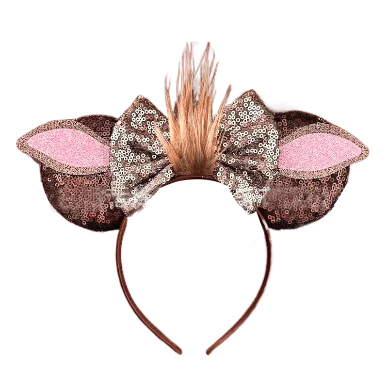 Cartoon Character Mouse Ears Headband For Girls Sequins Bow Birthday Party Hairband Festival Cosplay Hair Accessories