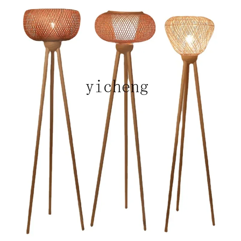 

ZK Rattan Floor Lamp Creative B & B Living Room Sofa Bedroom Bedside Corner Aisle Retro Lamps