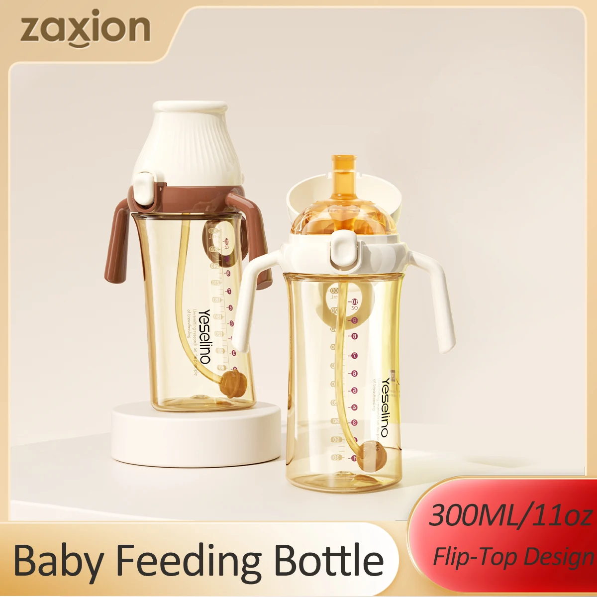 

PPSU Baby Training Cup with Flip Lid, Straw and Sippy Spout, Toddler Water Bottle, Portable Drink Cup for Kids