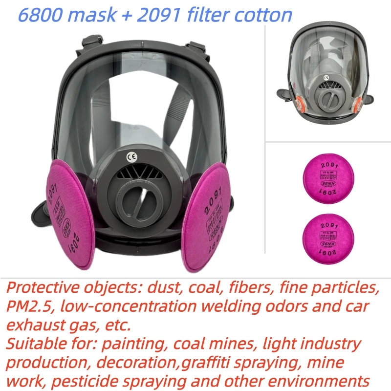 

6800 Large Size Full Face Respirator 2091 Filter Cotton Anti Particulate Harmful Substances Mask