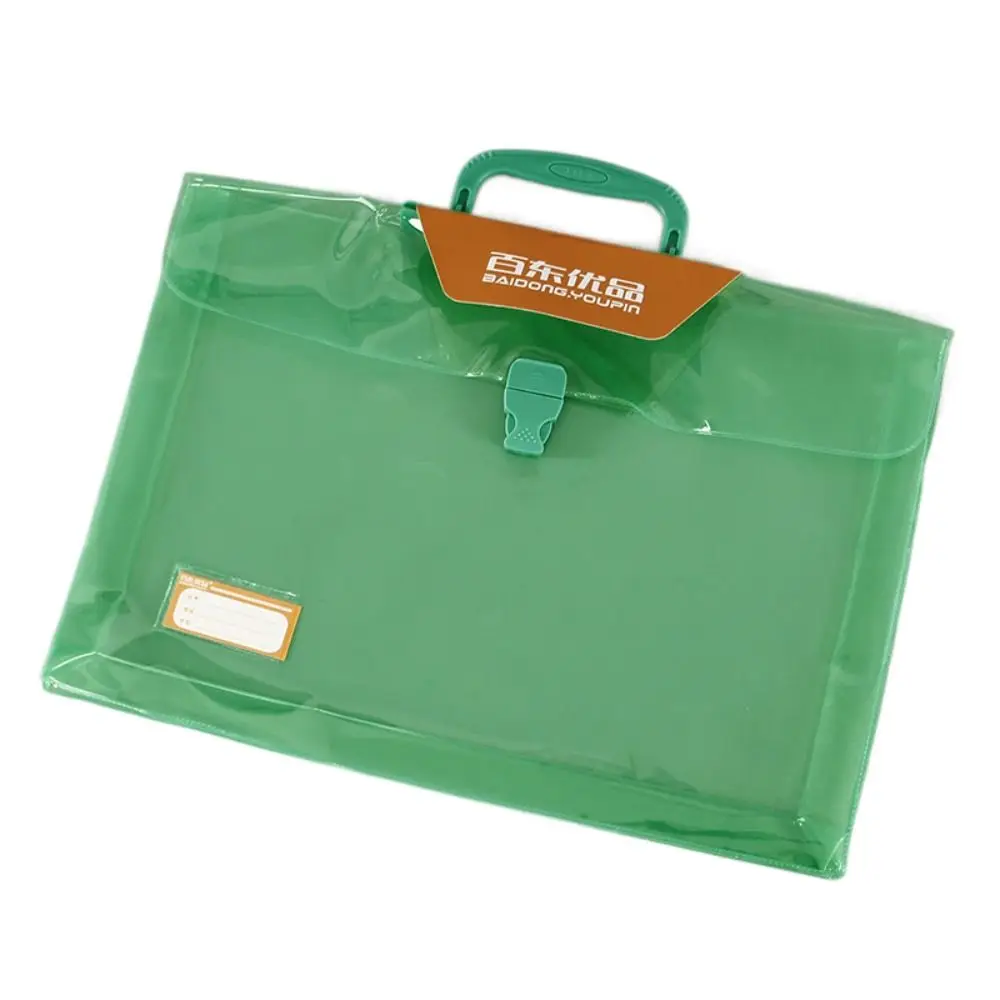 

New PVC File Folder Translucent Large Capacity Hand-held Document Bag School Supplies Waterproof Office Briefcase