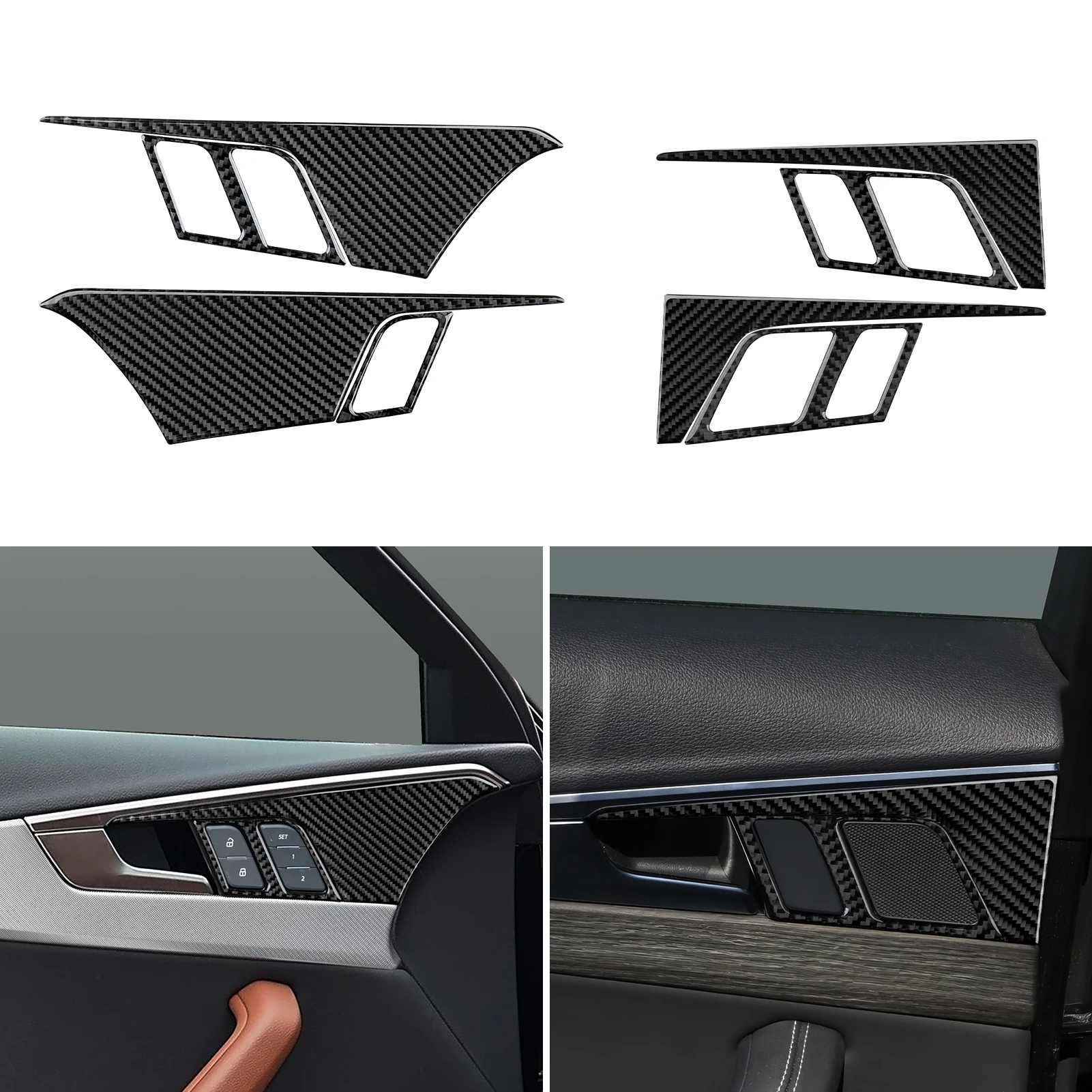 Für Audi A4 S4 RS4 A5 S5 RS5 (2016-2026) innere Tür Schüssel Schalter Panel Carbon Fiber Innen Aufkleber Auto Trim Zubehör