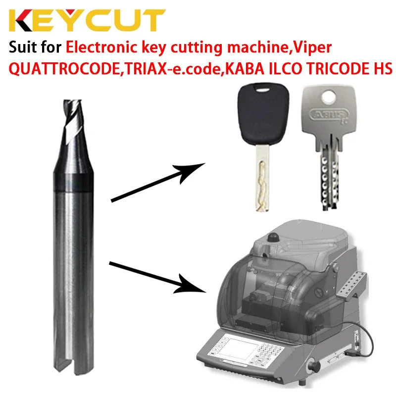 Máquina de corte chave Triax para serralheiro, final moinho cortador, compatível com Silca Viper, QUATTROCODE, W101, W114, W129, W133