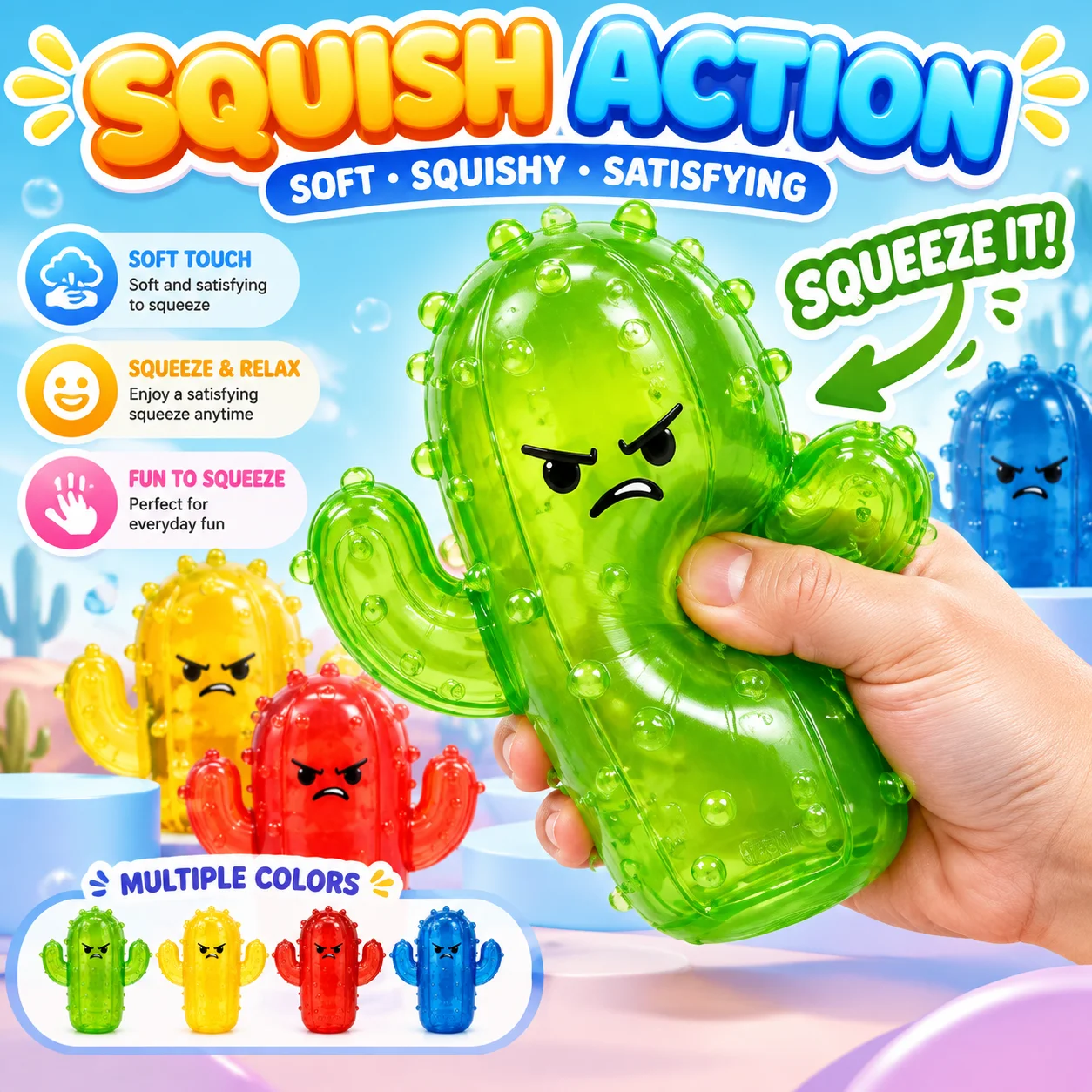 Kids Toys In Wholesale - Kaktüs Şeklinde Yumuşak Oyuncak, Yavaşça Şişen,