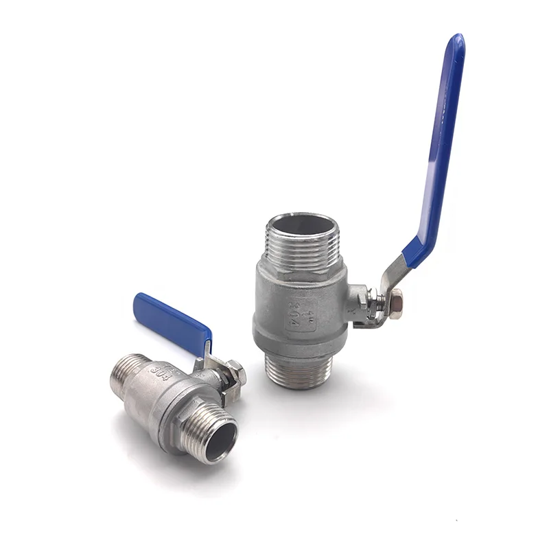 304 Stainless Steel 2-Piece Ball Valve Double Male BSP Thread 1/4