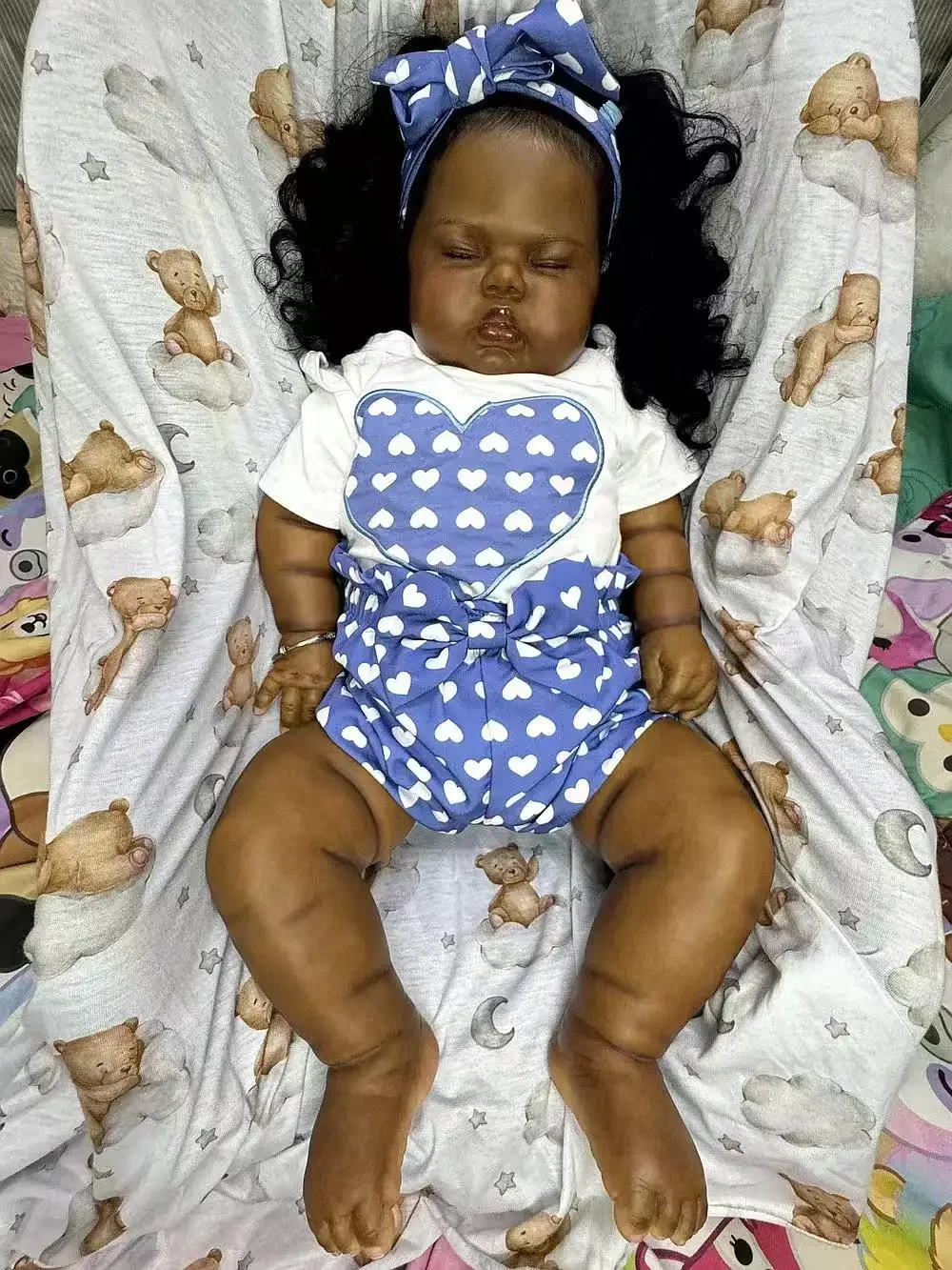 SINO-BB Customized Limited Supply 25inch Reborn Baby Pickle With Hand-Rooted Hair Dark Skin  Finished Doll With Different Dress