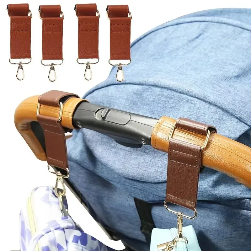 

4 шт. крючки для коляски, роскошные металлические крючки из искусственной кожи для сумки для коляски, регулируемая длина, многофункциональный прочный крючок с несущей способностью