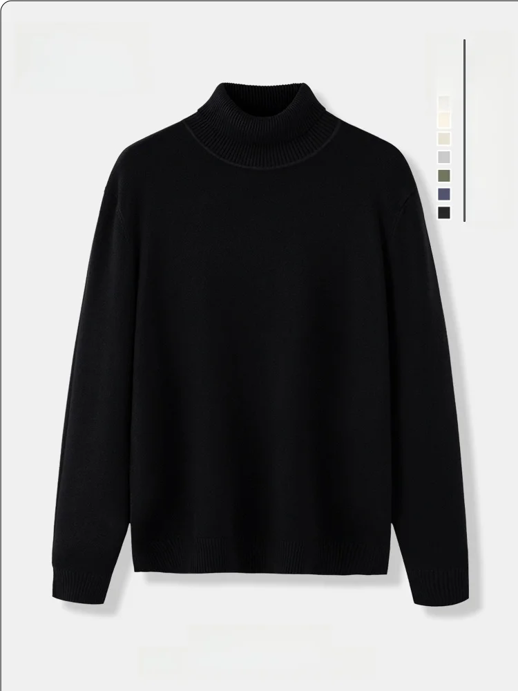 

Мужской вязаный свитер с высоким воротником Long Sve Faionable Urban Sle Pure Color Base Layer irt Удобный крой Осень Зима