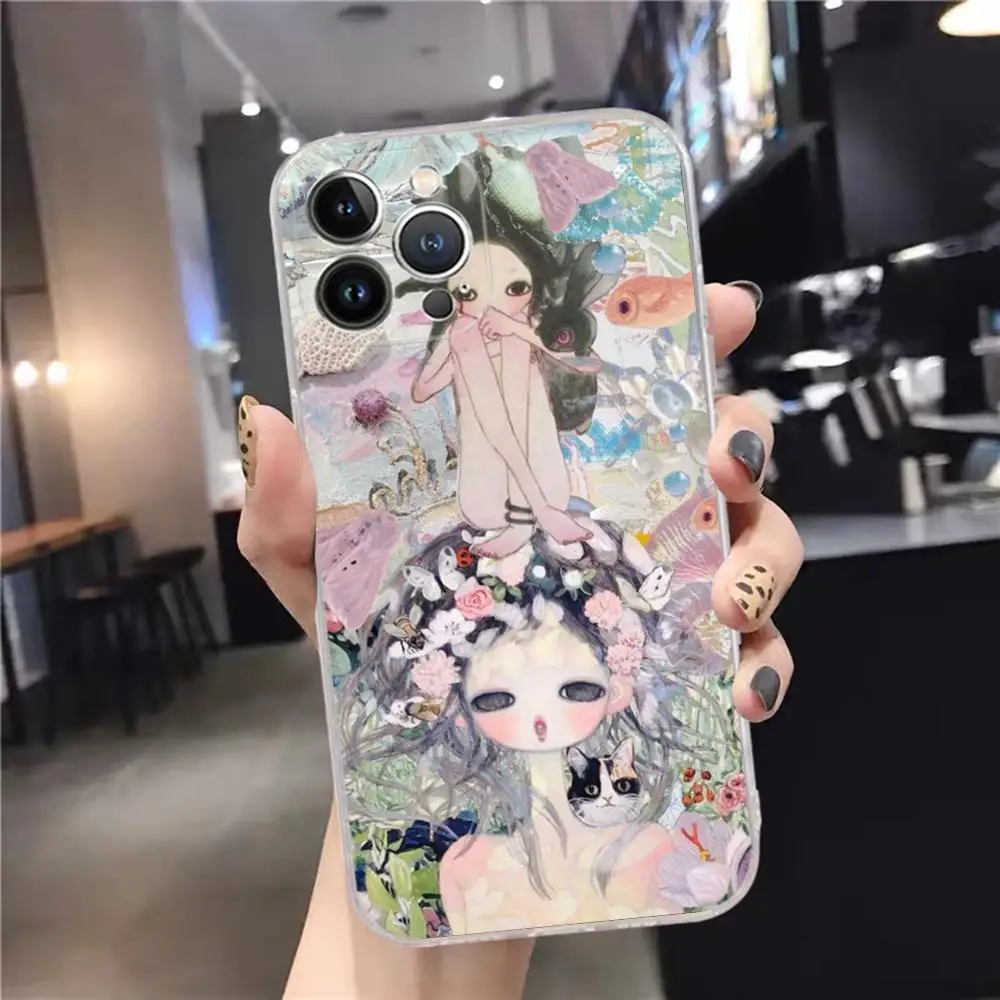 Aya Takano Paint Phone Case For iPhone 15 14 11 12 13 Mini Pro XS Max Cover 6 7 8 Plus X XR SE 2020 Funda Shell