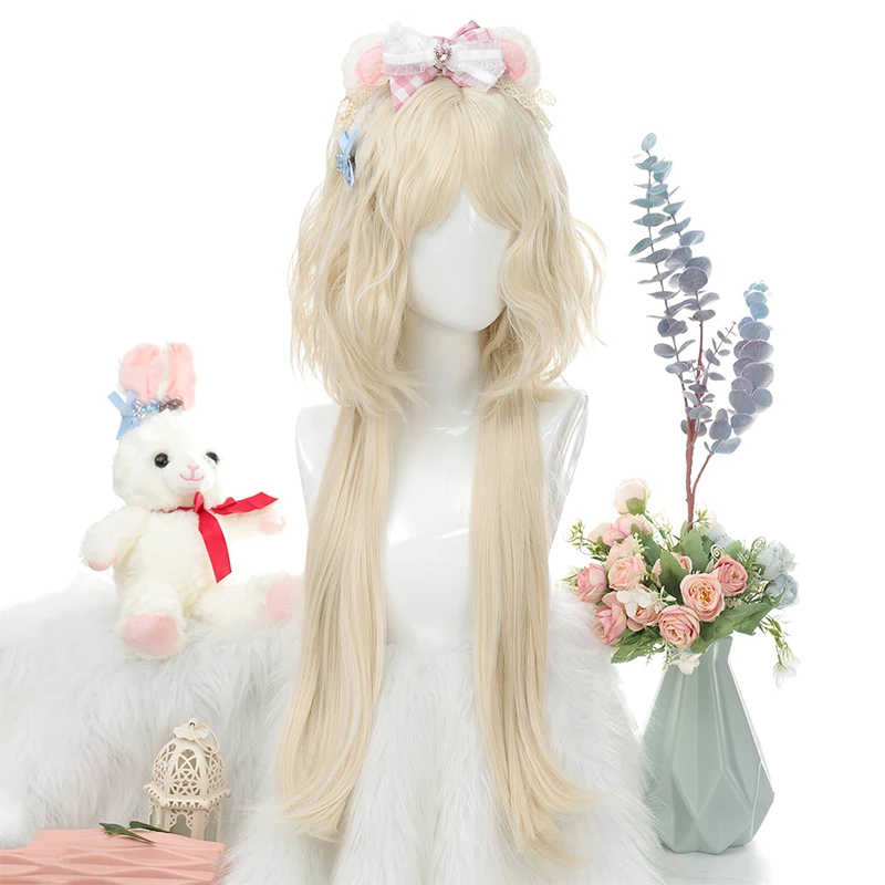 

Wig Female Curly Jellyfish Head Milk White Long Hair COS Anime Full Headset