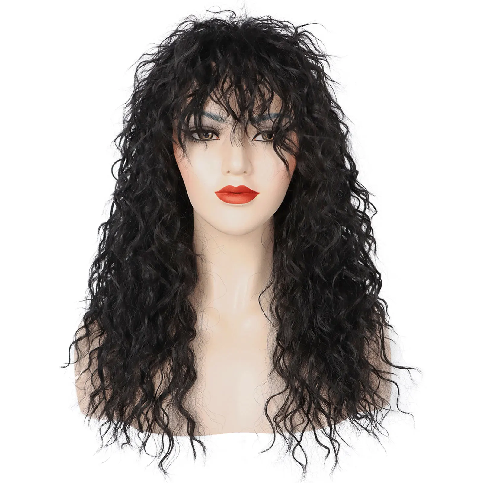 Synthetic 80s Long Curly Wig for Men and Women Halloween Rocker Mullet Party Funny Wig Cosplay Wig Costume Wig  ﻿