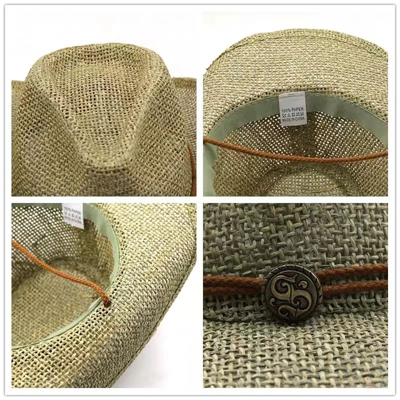 Simple Sun hat for men and women\'s summer hats personalized western Girl cowboy straw hat beach hat 56-58CM