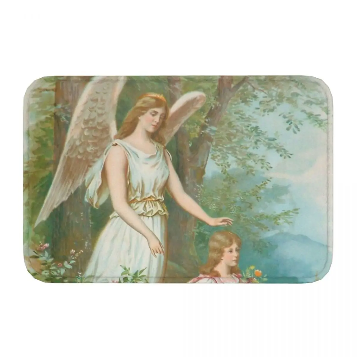 Vintage Guardian Angel Bathroom Mat Victorian Angel Doormat Living Room Carpet Balcony Rug Home Decor