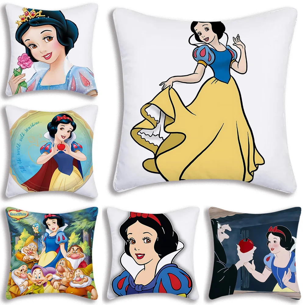 Snow White Pillow Covers Cartoon Sofa Decorative Home Double-sided Printing Short Plush Cute Cushion Cover