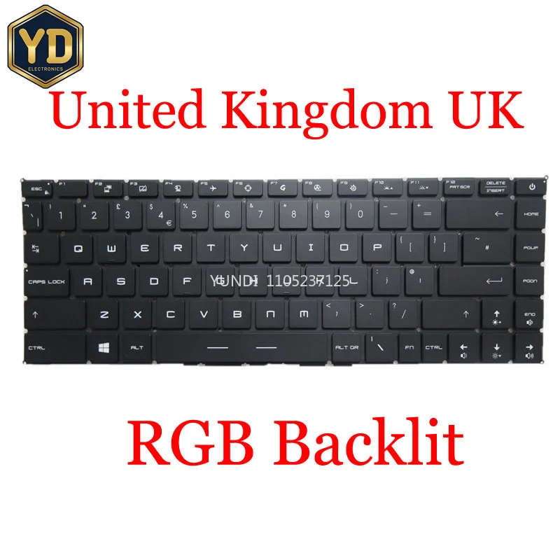 YD Per Key RGB/RGB/No Backlit UK US Keyboard For MSI GS66 Stealth 10SD 10SE 10SF 10SFS 10SGS 10UE 10UG 10UH 11UE 11UG 11UH Black