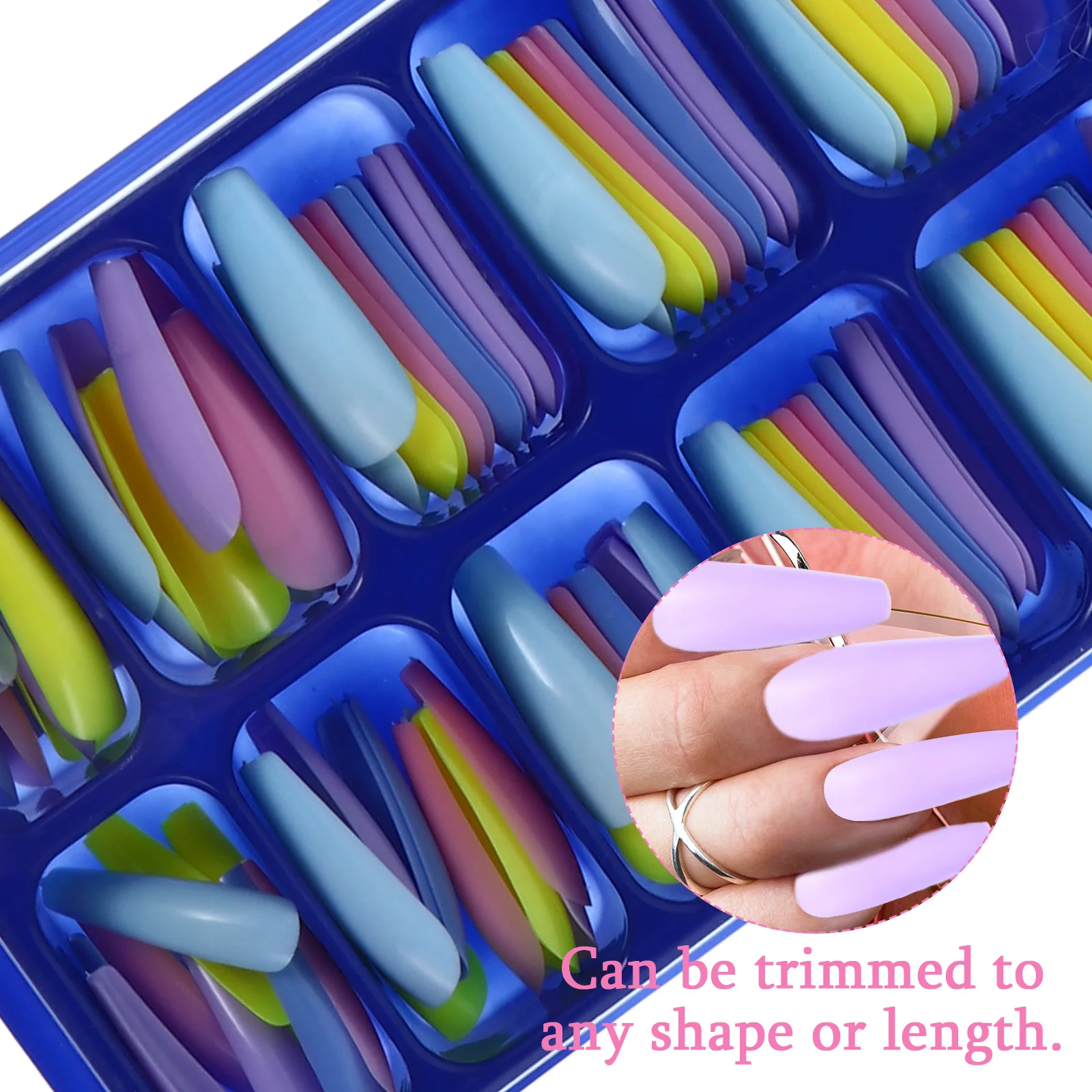 

2 Box Ballet False Nails DIY Manicure Decor Fingernail Colorful Long Artificial