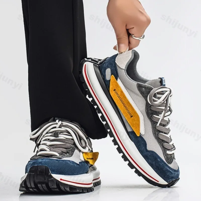 

Модная повседневная мужская обувь, новинка весны 2024, спортивная обувь с цветными блоками, удобные массивные кроссовки, увеличивающие рост