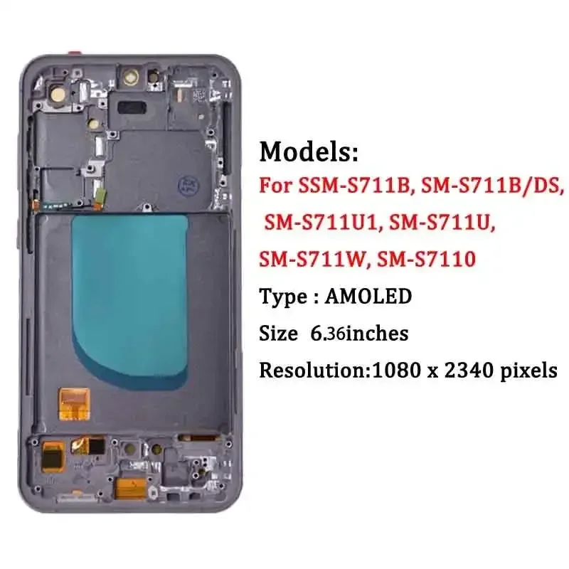 OLED For Samsung S23 FE LCD S711B S7110 S711U Display Touch Screen Assembly For Samsung S23FE S711 LCD Frame