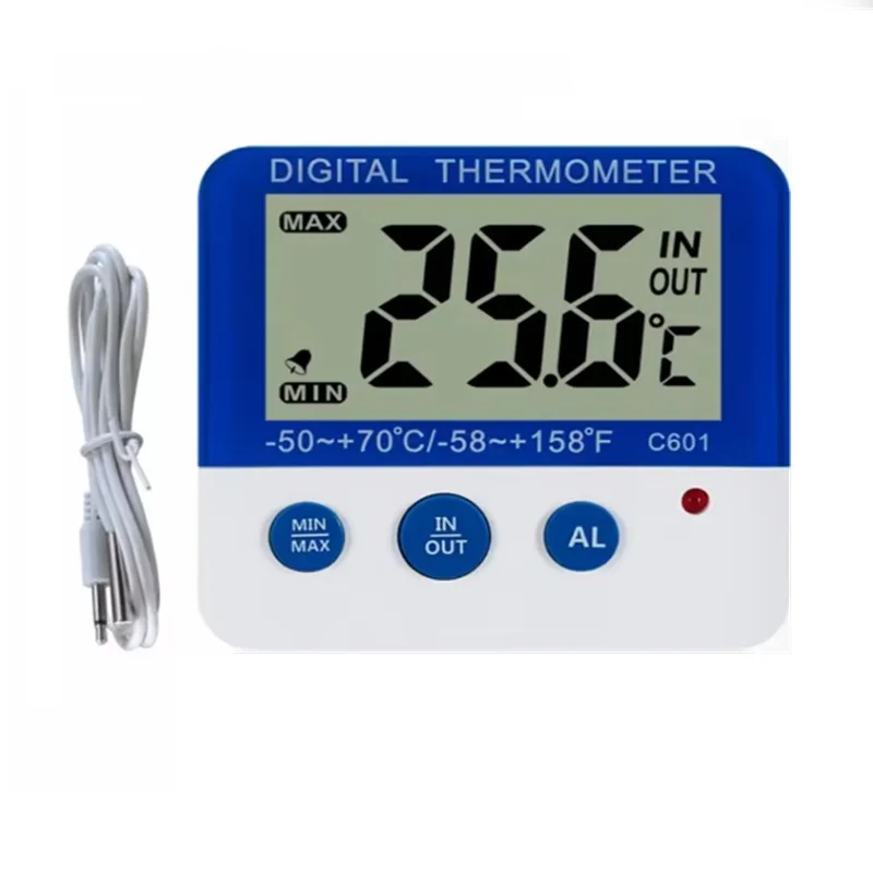 LCD Display Digital Fridge Thermometer with Alarm and Max Min Temperature Digital Freezer Thermometer for Indoor Outdoor