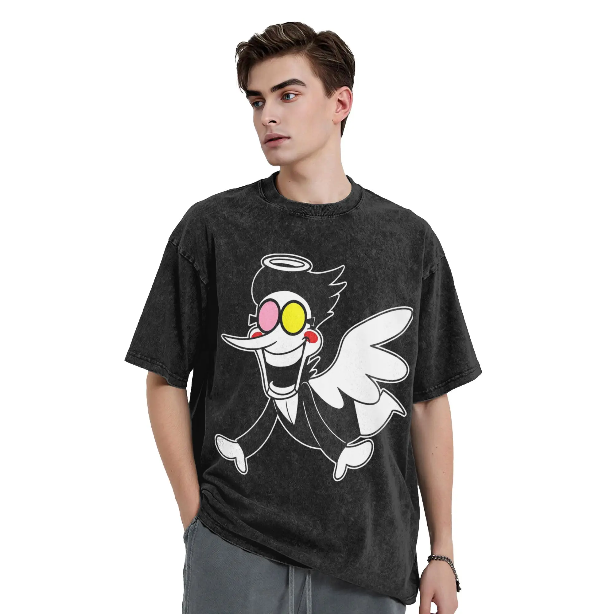 Deltarune Press For Help  Washed T Shirts Streetwear Vintage T-Shirts  Tee Shirt for Men Women Cotton Street Graphic Printed