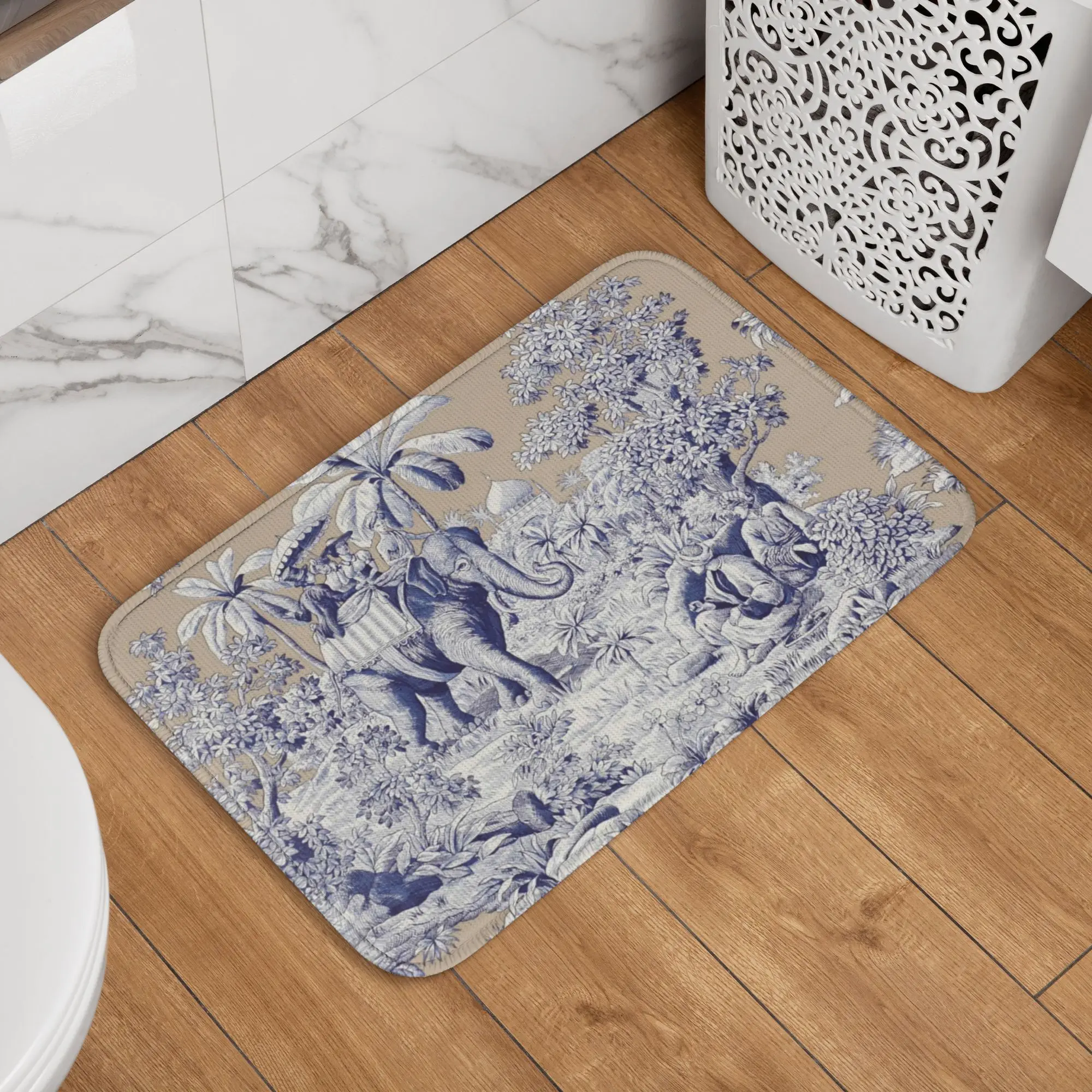 Custom Navy Blue Toile De Jouy French Motif Front Floor Door Entrance Mats Outdoor  Bath Kitchen Doormat Garage Carpet Rug