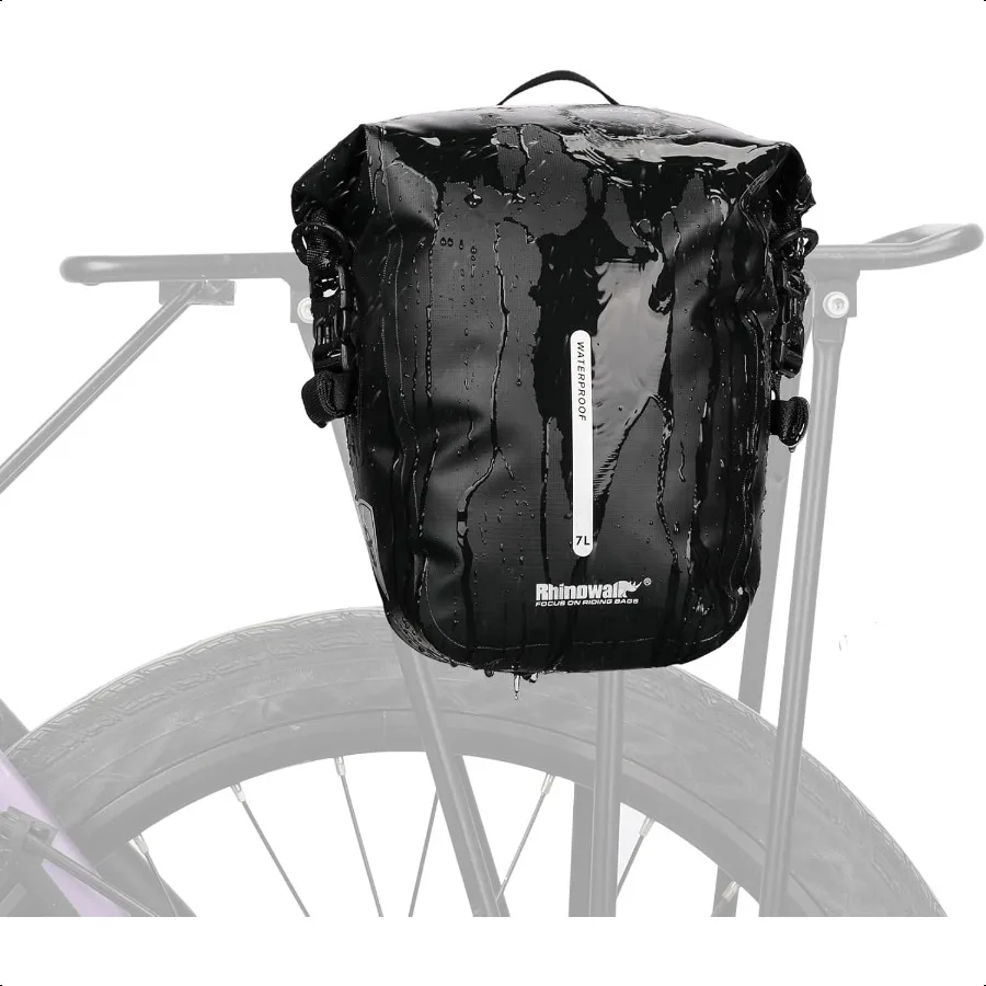 

Rhinowalk Bike Pannier Bag 7L Waterproof Bicycle Rear Rack Bag With Shoulder Strap for Touring Cycling