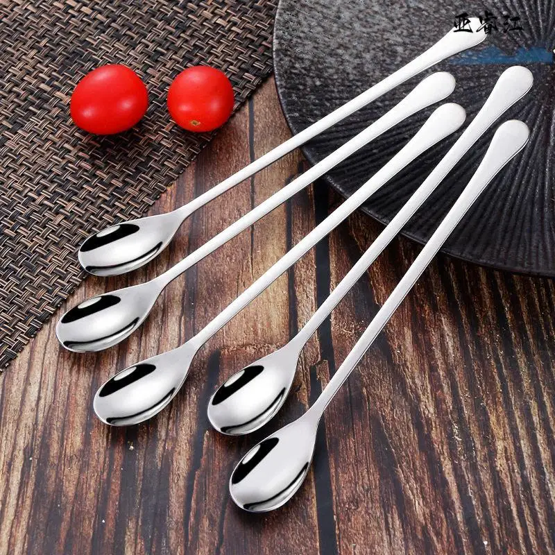 Long Handle Stainless Steel 304 Metal Spatula Stirring Spoon Fine Detailing Baby Food Supplement Seasoning Spoon Commercial Chef
