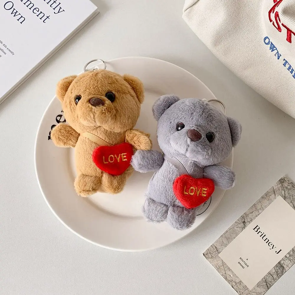 Moda amor corazón mochila oso juguetes de peluche dibujos animados lindo llavero colgante adornos de juguete de peluche